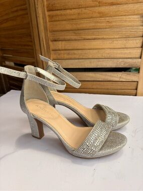 Andiamo Silver Crystal Ankle-Strap Heels
